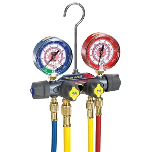 YELLOW JACKET 49960 Manifold, 60 Inch Charging Valve, Compact Ball Valve, 3/8 Inch Size, 45 Deg. Bend | AF8NVU 29AU11