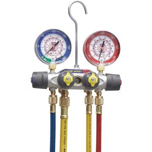 YELLOW JACKET 49967 Manifold with 60 Inch Hose, 3/8 Inch Size, 4 Valves | AA4EQX 12H946