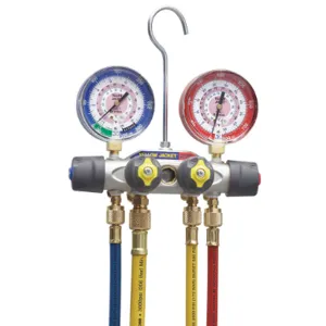 YELLOW JACKET 49967 Manifold with 60 Inch Hose, 3/8 Inch Size, 4 Valves | AA4EQX 12H946