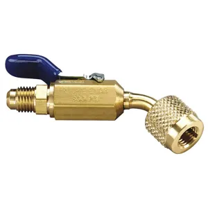 YELLOW JACKET 93843 Compact Ball Valve, 1/4 Inch Size, 45 Deg. Bend | AF8NWG 29AU28