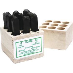YOUNG BROS. STAMP WORKS 06092 Number Set 1/4 Inch H Steel | AA8JDV 18G220