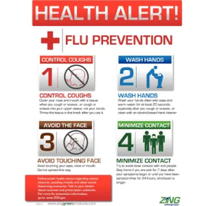 ZING 5011 Safety Poster 22 x 16 Inch Flu Prevention | AE4DYM 5JMW9