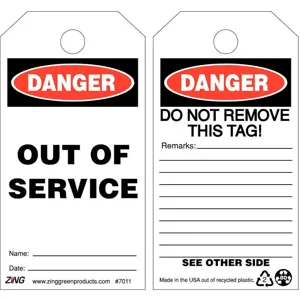 ZING 7011 Danger Tag 5-3/4 x 3 Inch Plastic Osha - Pack Of 10 | AF6DPC 9XVT4