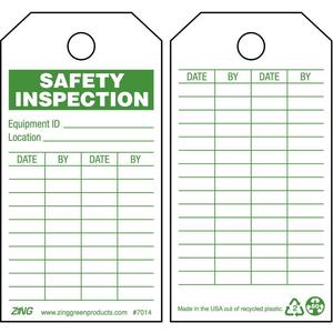 ZING 7014 Safety Inspection Tag 5-3/4 x 3 Inch - Pack Of 10 | AF6DMK 9XUJ9