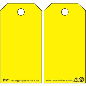 ZING 7015 Gefahrenanhänger 5-3 / 4 x 3 Zoll gelber Kunststoff - Packung mit 10 Stück | AF6DND 9XV13