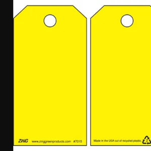 ZING 7015 Danger Tag 5-3/4 x 3 Inch Yellow Plastic - Pack Of 10 | AF6DND 9XV13