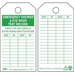 ZING 7017 Emer Sh Eye Wash Test Received Tag - Pack Of 10 | AF6DNY 9XVP3