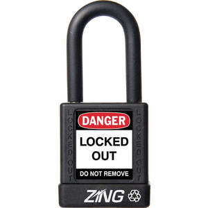 ZING 7037 Lockout-Vorhängeschloss, gleichschließend, Schwarz, 1/4 Zoll. Durchmesser | AE8FMF 6CXG4
