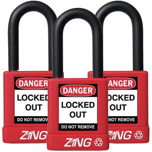 ZING 7062 Lockout Padlock Keyed Alike Red 1/4 Inch - Pack Of 3 | AE8FNH 6CXJ9