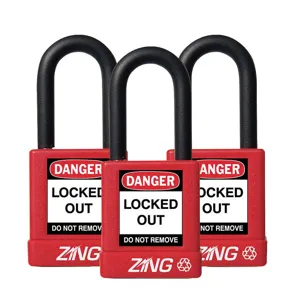 ZING 7062 Lockout Padlock Keyed Alike Red 1/4 Inch - Pack Of 3 | AE8FNH 6CXJ9