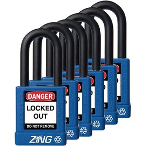 ZING 7065 Lockout Vorhängeschloss Keyed Alike Blue 1/4 Zoll - 6er Pack | AE8FNL 6CXK2