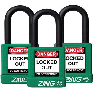 ZING 7066 Lockout Vorhängeschloss Keyed Alike Green 1/4 Zoll - 3er Pack | AE8FNM 6CXK3