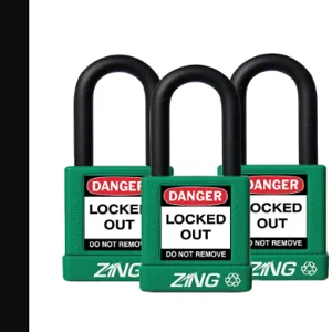 ZING 7066 Lockout Padlock Keyed Alike Green 1/4 Inch - Pack Of 3 | AE8FNM 6CXK3