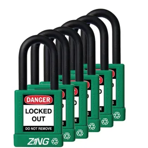 ZING 7067 Lockout Padlock Keyed Alike Green 1/4 Inch - Pack Of 6 | AE8FNN 6CXK4