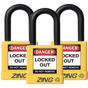 ZING 7068 Lockout Vorhängeschloss Keyed Alike Yellow 1/4 Zoll - 3er Pack | AE8FNP 6CXK5