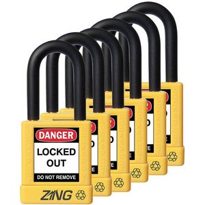 ZING 7069 Lockout Vorhängeschloss Keyed Alike Yellow 1/4 Zoll - Packung mit 6 Stück | AE8FNQ 6CXK6