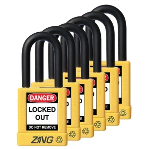 ZING 7069 Lockout Padlock Keyed Alike Yellow 1/4 Inch - Pack Of 6 | AE8FNQ 6CXK6