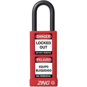ZING 7070 Lockout-Vorhängeschloss mit unterschiedlichem Schlüssel, rot, 1/4 Zoll Bügeldurchmesser | AF2GRB 6TMH1