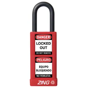 ZING 7070 Lockout Padlock Keyed Different Red 1/4 Inch Shackle Diameter | AF2GRB 6TMH1