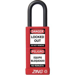 ZING 7071 Lockout-Vorhängeschloss, gleichschließend, Rot, 1/4 Zoll Bügeldurchmesser | AF2GRC 6TMH2