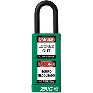 ZING 7075 Lockout-Vorhängeschloss, gleichschließend, grün, 1/4 Zoll Durchmesser | AF2GRG 6TMH6