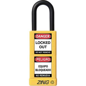 ZING 7078 Lockout-Vorhängeschloss mit unterschiedlichem Schlüssel, gelb, 1/4 Zoll Durchmesser | AF2GRK 6TMH9
