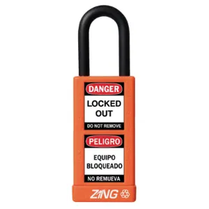 ZING 7082 Lockout Padlock Keyed Different Orange 1/4 Inch Diameter | AF2GRP 6TMJ3