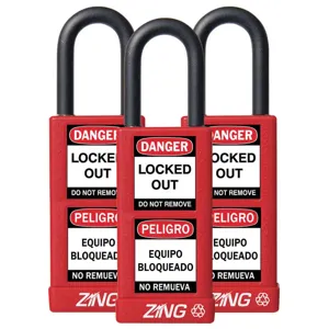 ZING 7086 Lockout Padlock Keyed Alike Red 1/4 Inch - Pack Of 3 | AF2GRU 6TMJ7