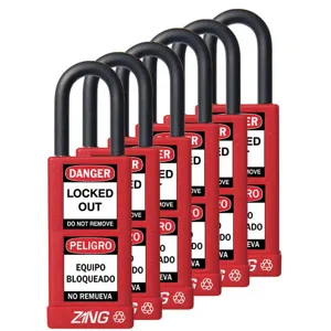 ZING 7087 Lockout Padlock Keyed Alike Red 1/4 Inch - Pack Of 6 | AF2GRV 6TMJ8