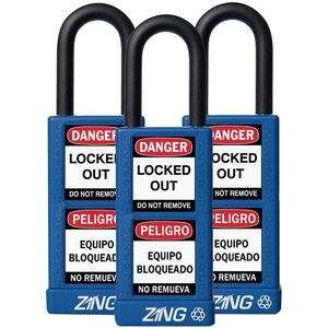 ZING 7088 Lockout Vorhängeschloss Keyed Alike Blue 1/4 Zoll - 3er Pack | AF2GRW 6TMJ9