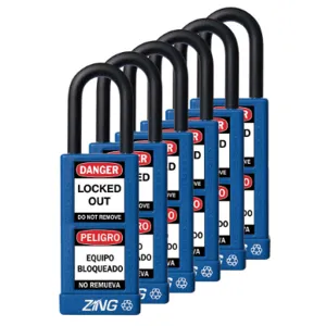 ZING 7089 Lockout Padlock Keyed Alike Blue 1/4 Inch - Pack Of 6 | AF2GRX 6TMK0