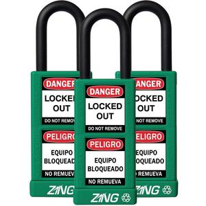 ZING 7090 Lockout Padlock Keyed Alike Green 1/4 Inch - Pack Of 3 | AF2GRY 6TMK1