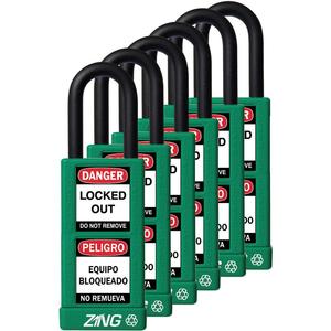 ZING 7091 Lockout Padlock Keyed Alike Green 1/4 Inch - Pack Of 6 | AF2GRZ 6TMK2