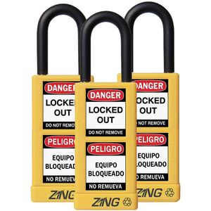 ZING 7092 Lockout Vorhängeschloss Keyed Alike Yellow 1/4 Zoll - 3er Pack | AF2GTA 6TMK3