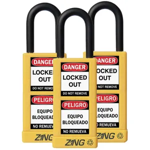 ZING 7092 Lockout Padlock Keyed Alike Yellow 1/4 Inch - Pack Of 3 | AF2GTA 6TMK3