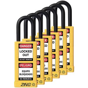 ZING 7093 Lockout Padlock Keyed Alike Yellow 1/4 Zoll - 6er Pack | AF2GTB 6TMK4
