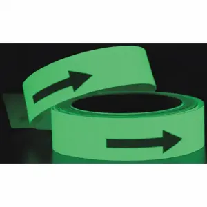 ABILITY ONE 4240-00-NIB-0246 Floor Marking Tape, Glow-in-the-Dark, Arrow, Green, 1 1/4 Inch x 25 ft, 19 mil Tape Thick | CN7YRH 493R11