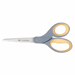 ABILITY ONE 5110-01-629-6575 Scissors, Ambidextrous, 8 Inch Length, Straight, Titanium Bonded, Pointed, Yellow | CN7YYX 56LN55