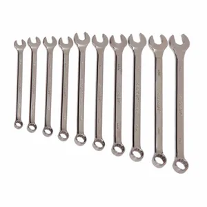 ABILITY ONE 5120-01-645-3128 Combination Wrench Set, Alloy Steel, Chrome, 11 Tools, 7.5 Deg Head Offset Angle, Offset | CN7YLR 52HT91