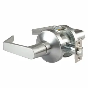 ABILITY ONE 5340-00-NIB-0136 Lever Lockset, Grade 1, Gt76 Philadelphia, Satin Chrome, Not Keyed | CN7YPA 49Z684