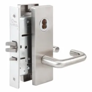 ABILITY ONE 5340-00-NIB-0283 Mortise Lockset, Grade 1, Mr126 Escutcheon, Satin Stainless Steel, Not Keyed | CN7YPF 49Z703