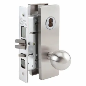 ABILITY ONE 5340-00-NIB-0287 Mortise Lockset, 1, Mr154 Escutcheon, Satin Stainless Steel, Not Keyed | CN7YWX 49Z715