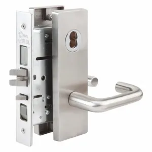 ABILITY ONE 5340-00-NIB-0290 Mortise Lockset, Grade 1, Mr162 Escutcheon, Satin Stainless Steel, Not Keyed | CN7YPK 49Z721