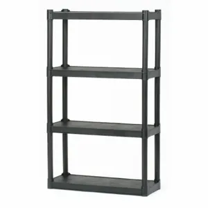 ABILITY ONE 7125-01-667-2785 Plastic Shelving, 30 Inch x 12 Inch, 54 Inch Overall Height, 4 Shelves, Black | CN7ZAA 60GV57