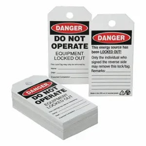 ABILITY ONE 7690-01-651-2053 Lockout Tag, Danger, Danger Do Not Operate, Dept/Expected Completion/Name/Remarks | CN7YWE 52ND92