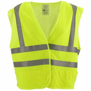 ABILITY ONE 8415-01-664-0167 High Visibility Vest, ANSI Class 2, U, XL, Lime, Mesh Modacrylic, Hook-and-Loop, Double | CN7YTU 55VE41
