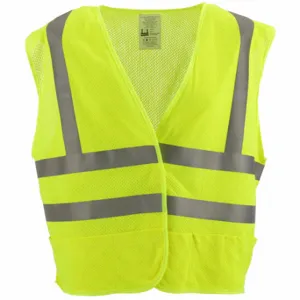 ABILITY ONE 8415-01-664-0164 High Visibility Vest, ANSI Class 2, U, L, Lime, Mesh Modacrylic, Hook-and-Loop, Double | CN7YTX 55VE40