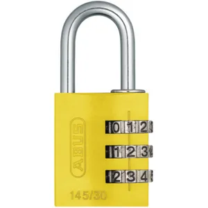 ABUS 145/30 Yellow Combination Padlock Side Black/Silver | AJ2HWZ 5JKT5