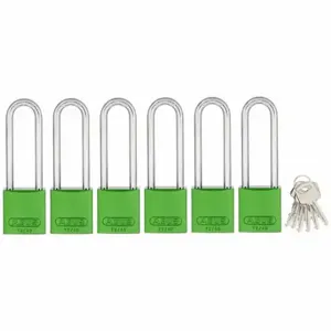 ABUS 15403 Keyed Padlock, Keyed Alike, Aluminum, Std Body Body Size, Hardened Steel, Extended, Green | CN7ZKB 45WP82