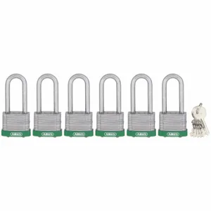 ABUS 19346 Keyed Padlock, Keyed Alike, Steel, Std Body Body Size, Hardened Steel, Extended, Green | CN7ZGP 45WN78